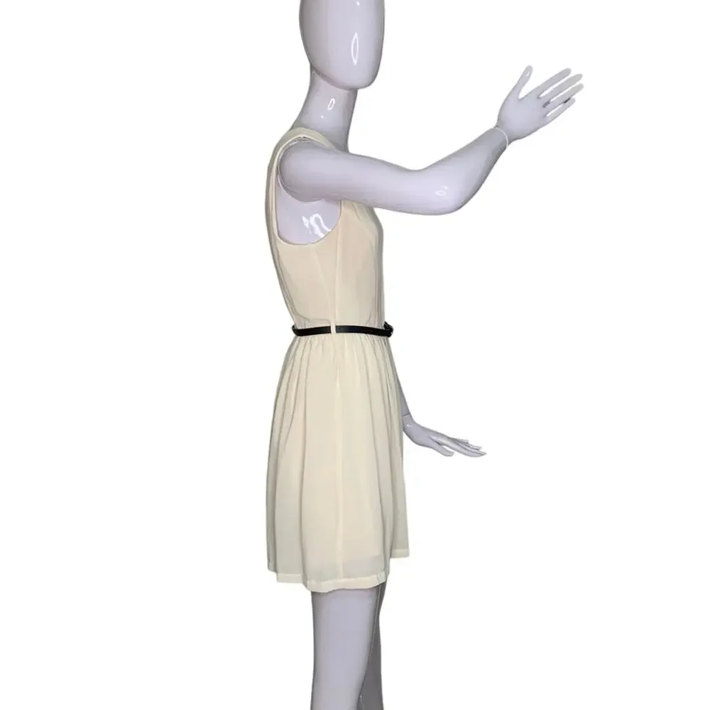 Forever 21 NWT Sheer Dress Sleeveless Cream Hidden Zipper on Back Size S